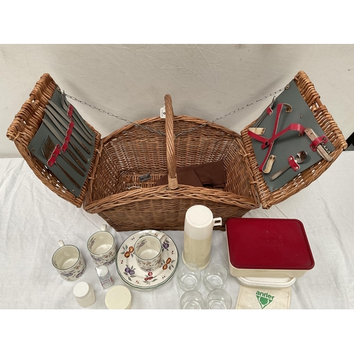 6 - VINTAGE PICNIC BASKET AND CONTENTS