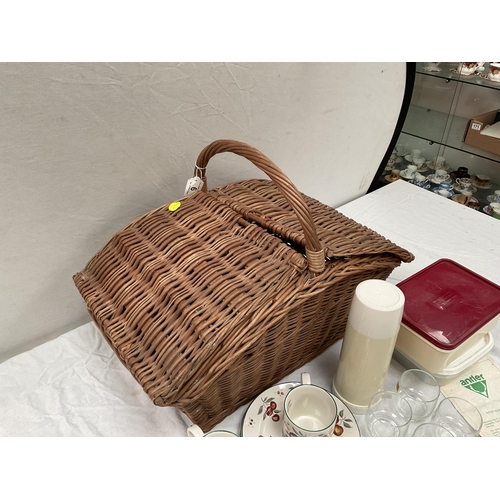 6 - VINTAGE PICNIC BASKET AND CONTENTS