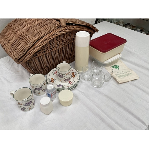 6 - VINTAGE PICNIC BASKET AND CONTENTS