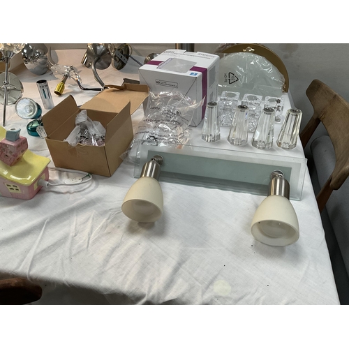 8 - 2 BOXES TO INCLUDE WALL LIGHTS, SPOT LIGHTS, CHINA, HOUSE LIGHTS ETC