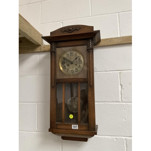 107 - VINTAGE OAK WALL CLOCK H30