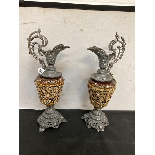 109 - 2 CAST IRON AND PORCELAIN EWERS A/F H24