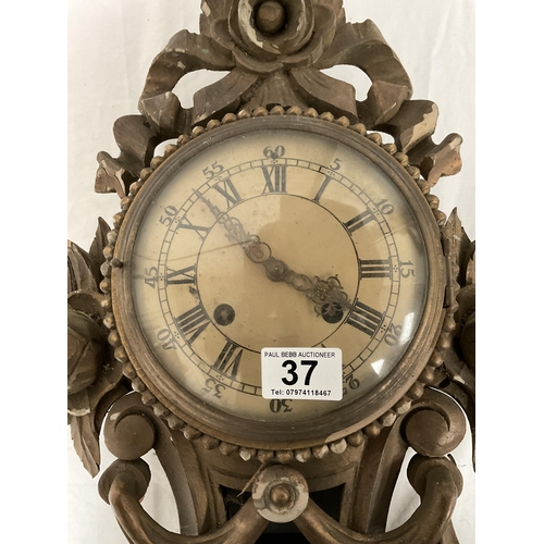 37 - VINTAGE ORNATE WALL CLOCK A/F H21