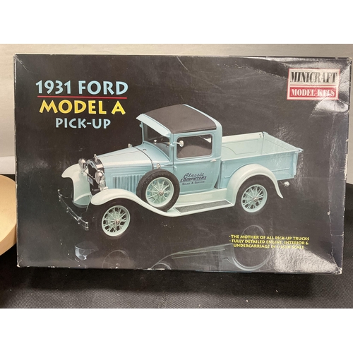 38 - HOTWHEELS SERVICE CENTER, BOXED MODEL KIT AND A FORD DIE CAST BOXED CAR