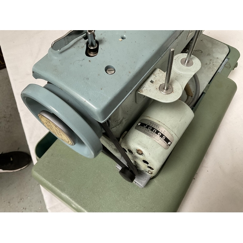 82 - VINTAGE CASED JONES ELECTRIC SEWING MACHINE (CASE A/F)