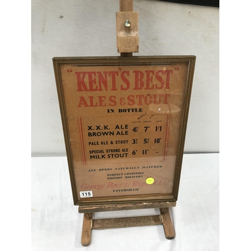 115 - VINTAGE KENT'S BEST ALES & STOUT ADVERTISING POSTER 18