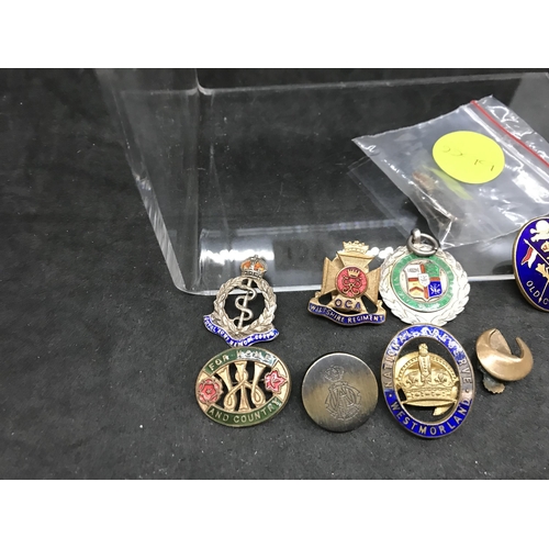 126 - QTY OF ENAMEL MILITARY BADGES ETC