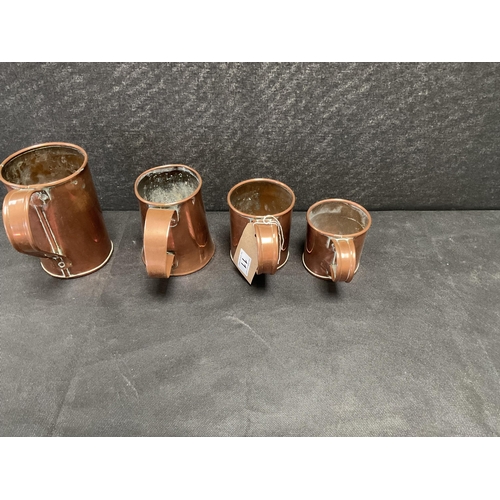 11 - 4 VICTORIAN GRADUATED COPPER TANKARDS
LARGEST H7