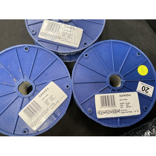 20 - QTY OF CHAIN - 3 REELS 2 BOXES AND A BAG