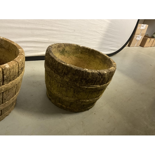 43 - PAIR OF GARDEN BARRELL PLANTERS
H8