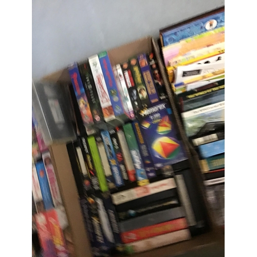 55 - 4 BOXES TO INCLUDE RECORDS ,VIDEO,S AND BOOKS ETC