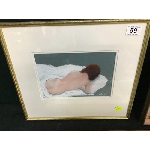 59 - 3 MODERN FRAMED PICTURES
LARGEST 22