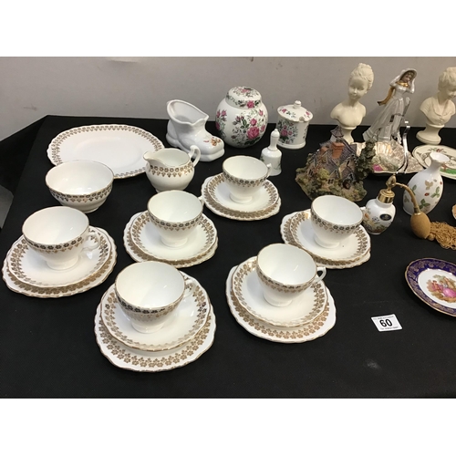 60 - BOX OF CHINA TO INCLUDE CUPS AND SAUCERS ,WEDGWOOD , ROYAL DOULTON ETC