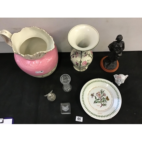 65 - BOX OF CHINA ,JUGS,VASES ETC