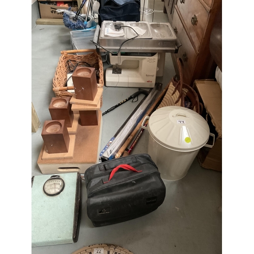 77 - LARGE QTY OF ODDS KITCHENWARE ,CASES ETC