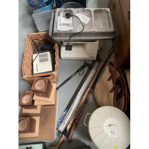 77 - LARGE QTY OF ODDS KITCHENWARE ,CASES ETC