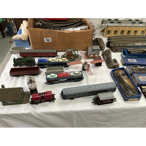 90 - LARGE VINTAGE HORNBY 00 GAUGE TRIAN SET TO INCLUDE LOCO'S ,TENDERS,TRUCKS,TRACK,BUILDINGS ,SHED ,CON... 