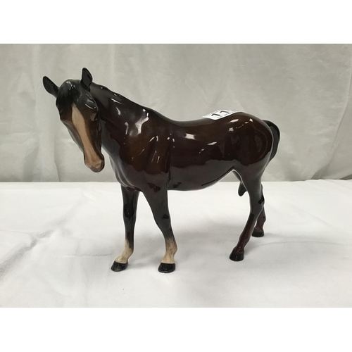 113 - 2 BESWICK HORSES AND CAT - A/F H6