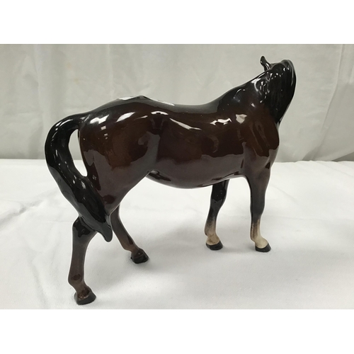 113 - 2 BESWICK HORSES AND CAT - A/F H6