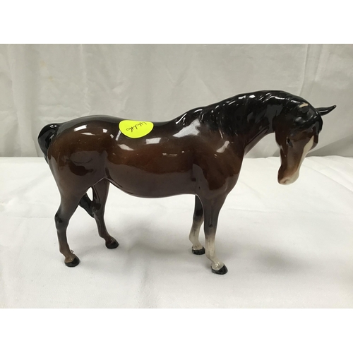 113 - 2 BESWICK HORSES AND CAT - A/F H6