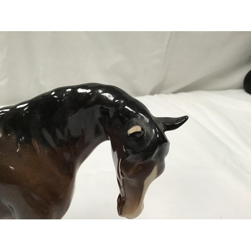 113 - 2 BESWICK HORSES AND CAT - A/F H6