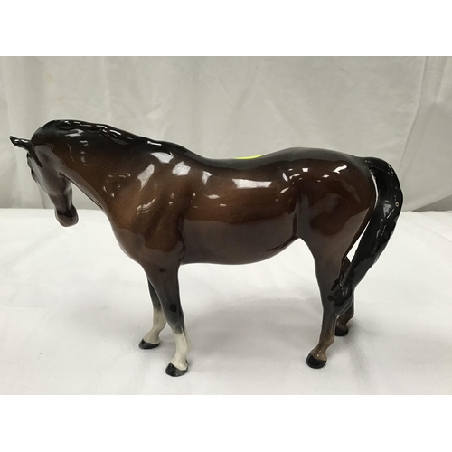 113 - 2 BESWICK HORSES AND CAT - A/F H6