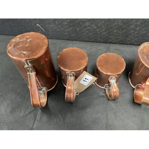 11 - 4 VICTORIAN GRADUATED COPPER TANKARDS
LARGEST H7