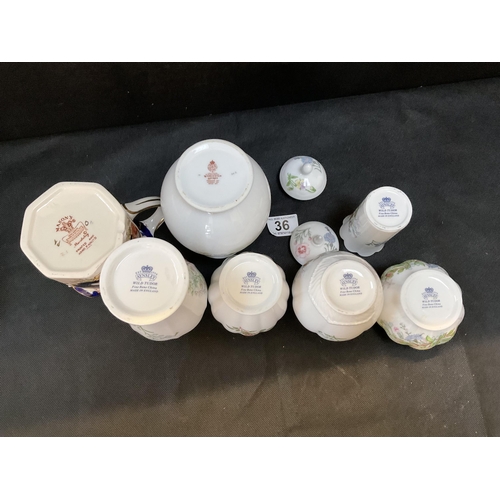 36 - BOX OF MASONS AND AYNSLEY CHINA