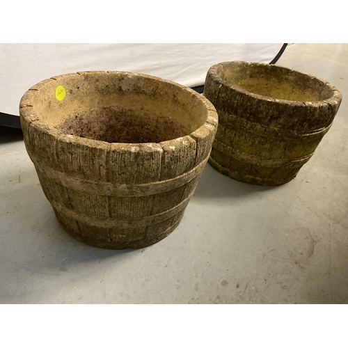 43 - PAIR OF GARDEN BARRELL PLANTERS
H8