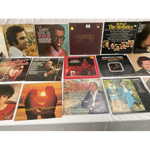 80 - QTY OF LP RECORDS,THE CARPENTERS,SHIRLEY BASSEY ETC