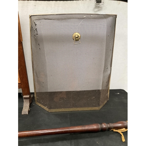 87 - TAPESTRY FIRE SCREEN,FIRE GUARD AND COPPER WARMING PAN