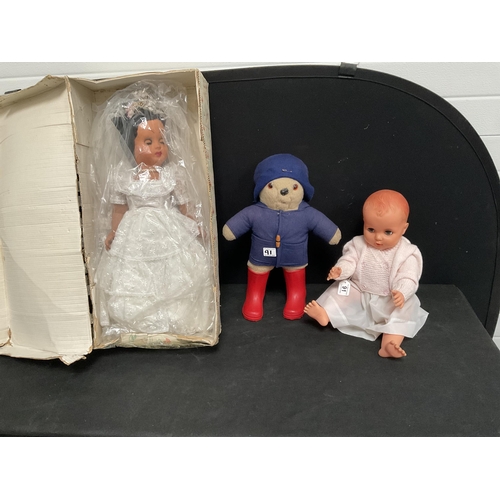 91 - COLLECTERS WALKING DOLL,PADDINTON BEAR AND VINTAGE DOLL