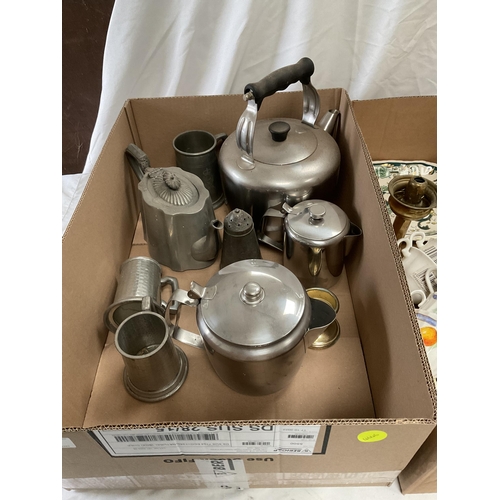 93 - 2 BOXES OF CHINA AND A BOX OF SILVER PLATED ITEMS