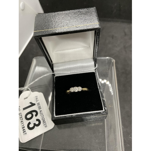 163 - 18 CT GOLD 3 STONE DIAMOND RING