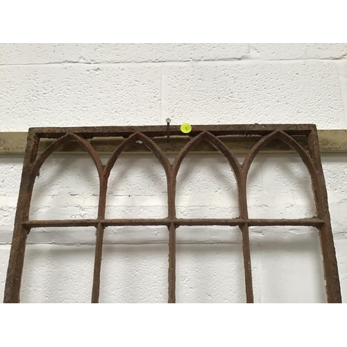 203 - ANTIQUE CAST IRON WINDOW FRAME WITH GOTHIC ARCH DECORATION - 26