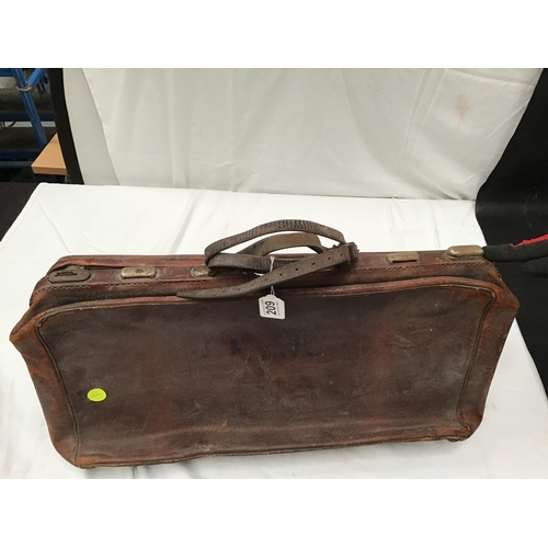 209 - VINTAGE LEATHER BRIEFCASE WITH FITTED INTERIOR A/F - 26