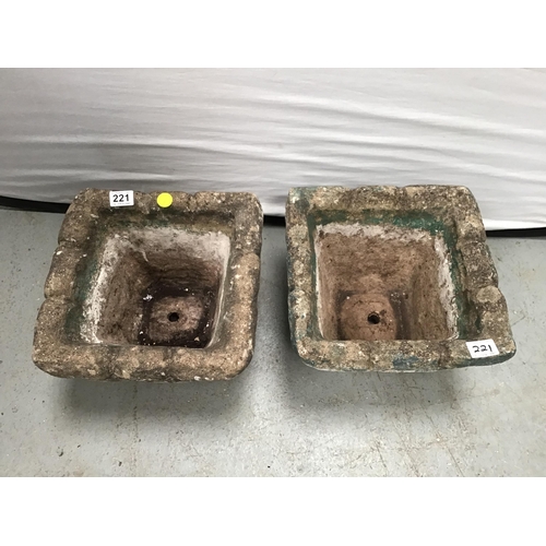 221 - 2 SQUARE CONCRETE GARDEN POTS - H9