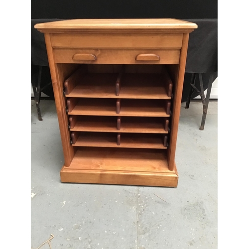 223 - OAK CANVER FRONT OFFICE CABINET WITH FITTED INTERIOR H30