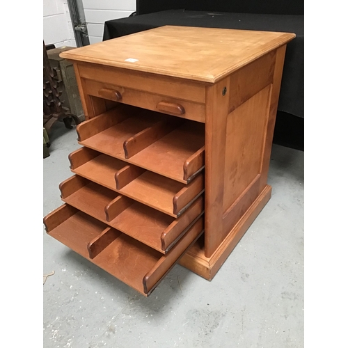 223 - OAK CANVER FRONT OFFICE CABINET WITH FITTED INTERIOR H30