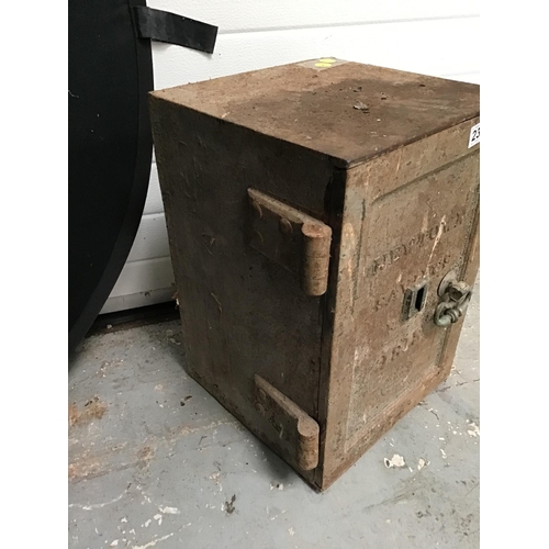 230 - EARLY VICTORIAN SAFE WITH BRASS FITTINGS MARKED TO THE FRONT NEWTOWN SAVINGS BANK 1818 -H20