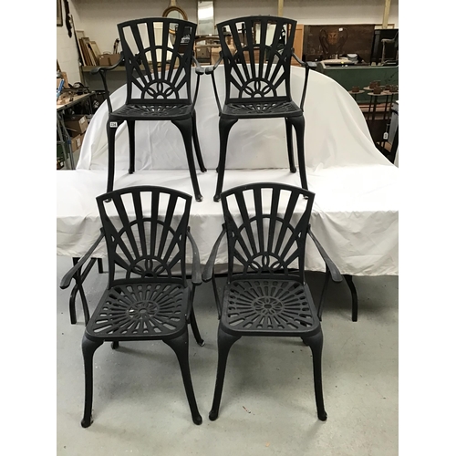 234 - 4 BLACK PAINTED METAL GARDEN/PATIO ARMCHAIRS