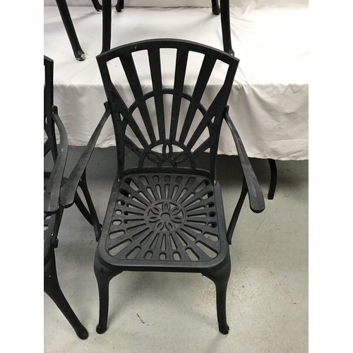 234 - 4 BLACK PAINTED METAL GARDEN/PATIO ARMCHAIRS