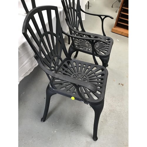 234 - 4 BLACK PAINTED METAL GARDEN/PATIO ARMCHAIRS