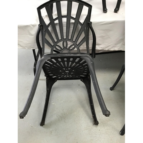 234 - 4 BLACK PAINTED METAL GARDEN/PATIO ARMCHAIRS