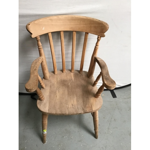 242 - SLAT BACK BEECH FARMHOUSE ARMCHAIR