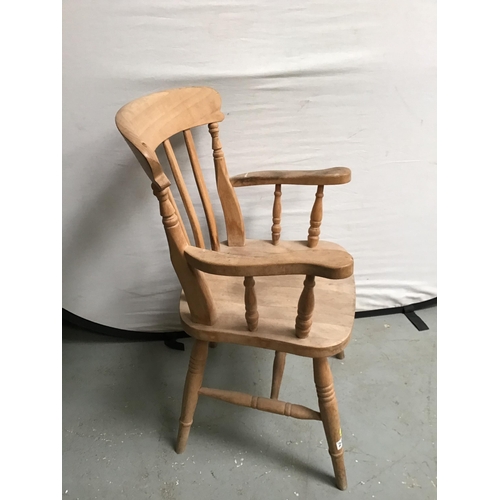 242 - SLAT BACK BEECH FARMHOUSE ARMCHAIR