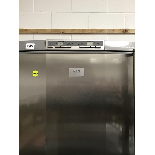 249 - SILVER ELECTROLUX UPRIGHT FRIDGE FREEZER H73