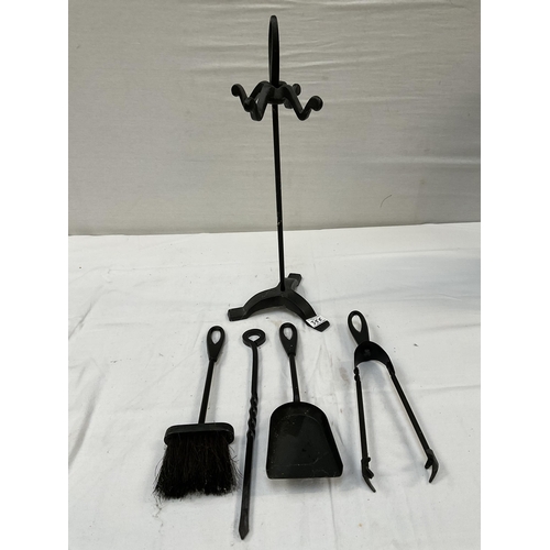 355 - BLACK PAINTED COMPANION SET ALONG WITH A COAL HOD