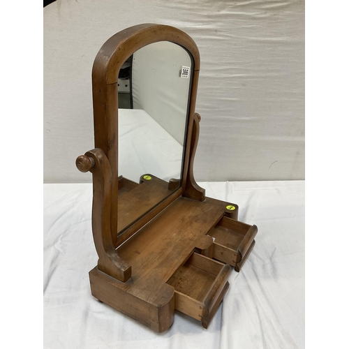 366 - VICTORIAN MAHOGANY TOILET MIRROR WITH 2 DRAWERS TO  BASE