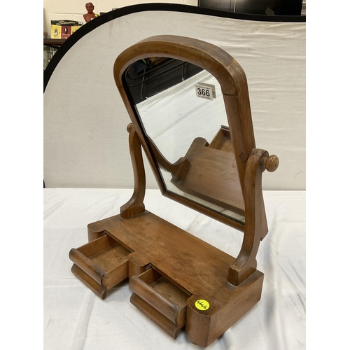 366 - VICTORIAN MAHOGANY TOILET MIRROR WITH 2 DRAWERS TO  BASE